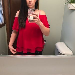 Red Ruffle Top